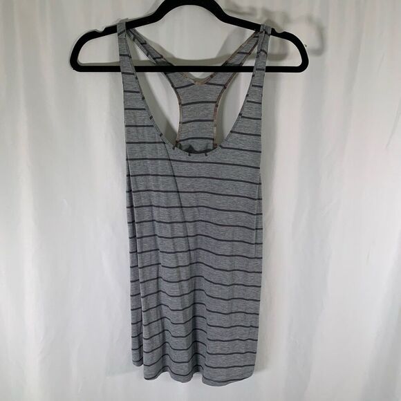 Zella Tank Top Women's Medium Grey Striped Round Neck Pullover Top - Picture 10 of 11